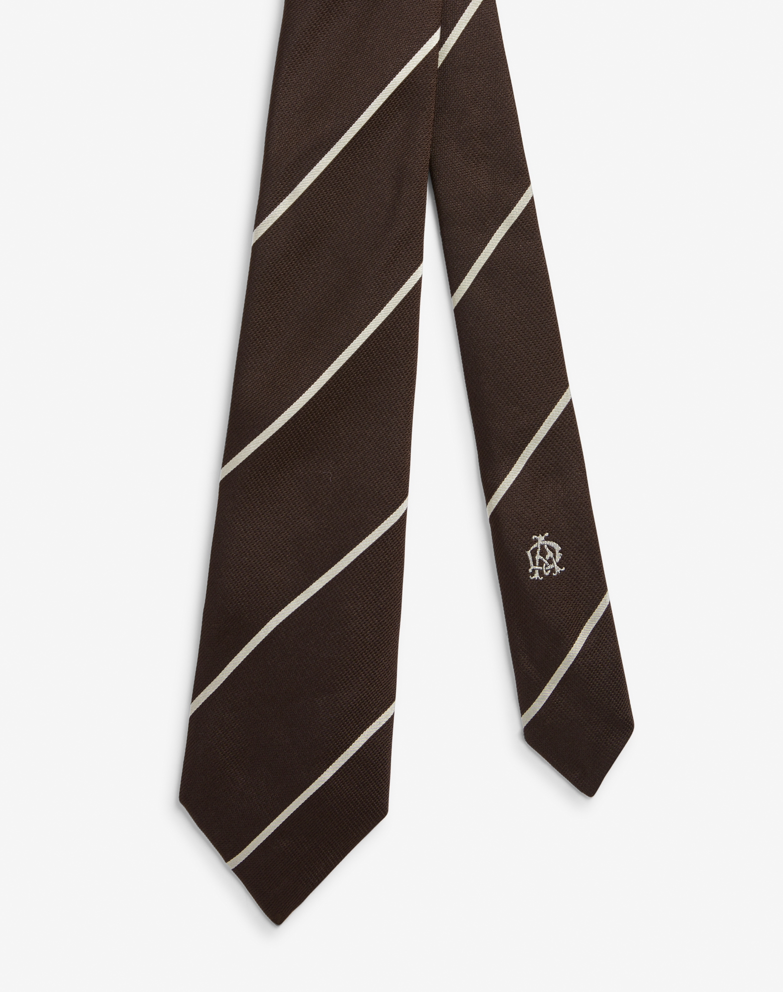 Dunhill Silk Stripe Woven Tie 8.5cm In Brown