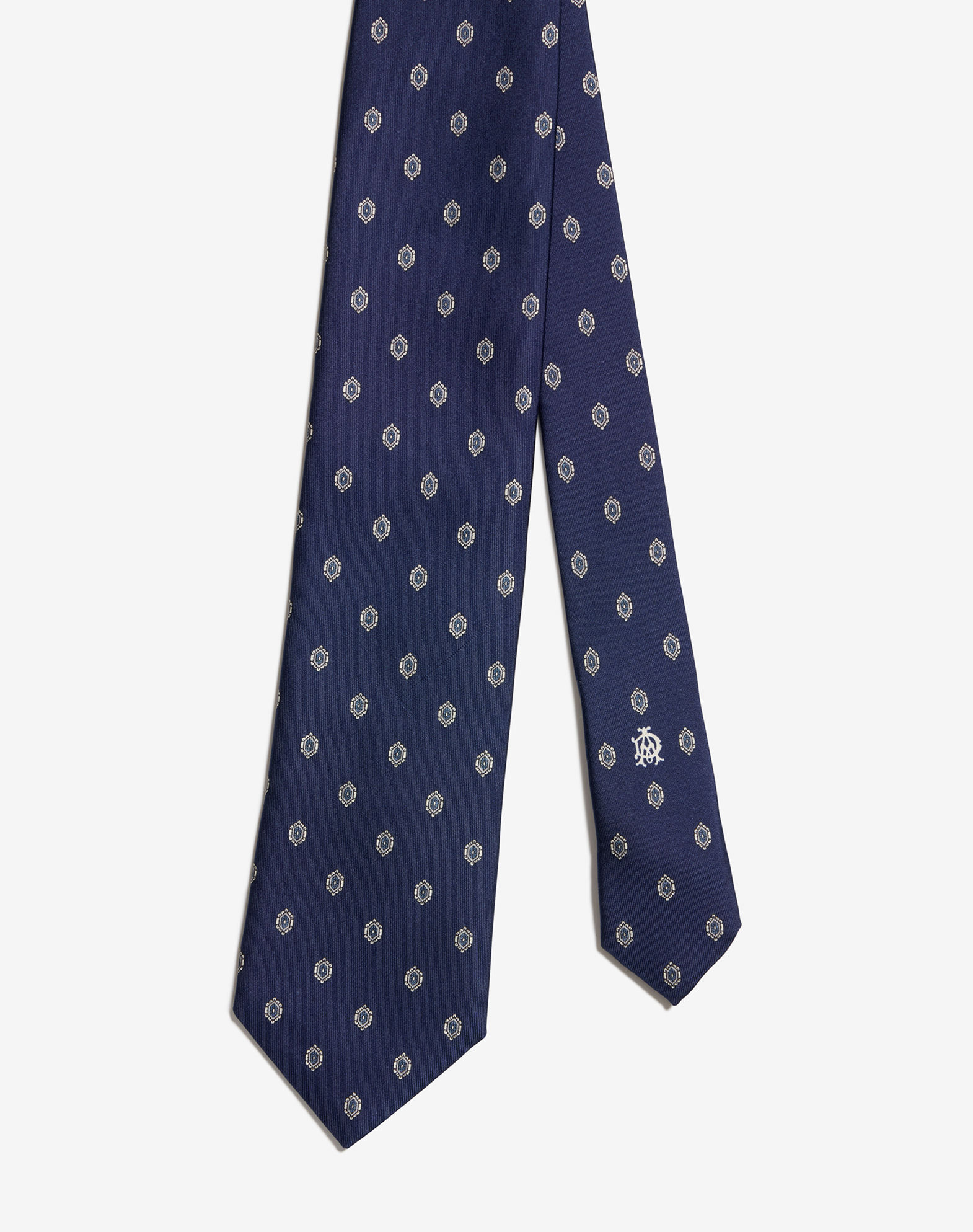 Dunhill Silk Diamond Printed Tie 8cm In Blue