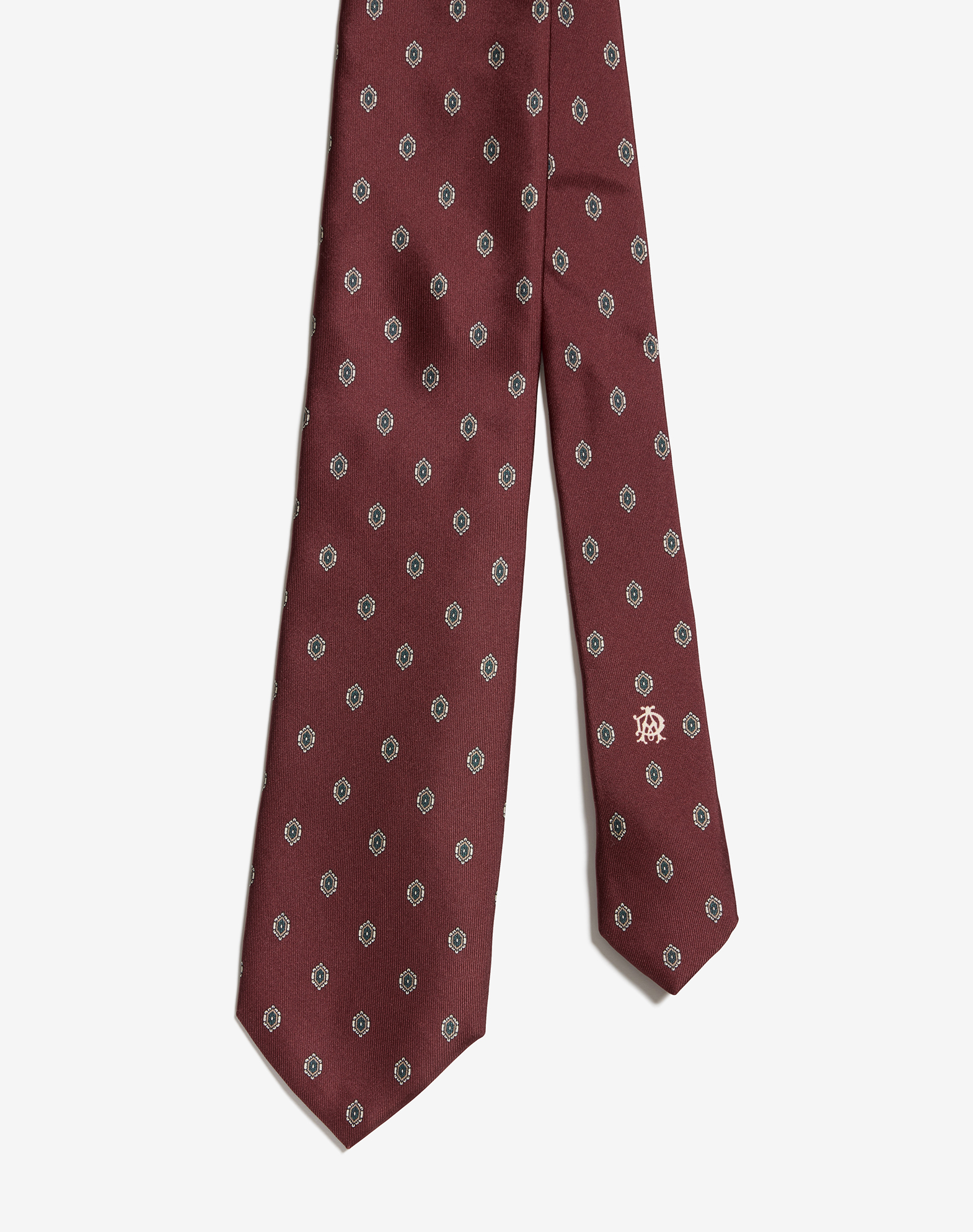 Dunhill Silk Diamond Printed Tie 8cm In Red