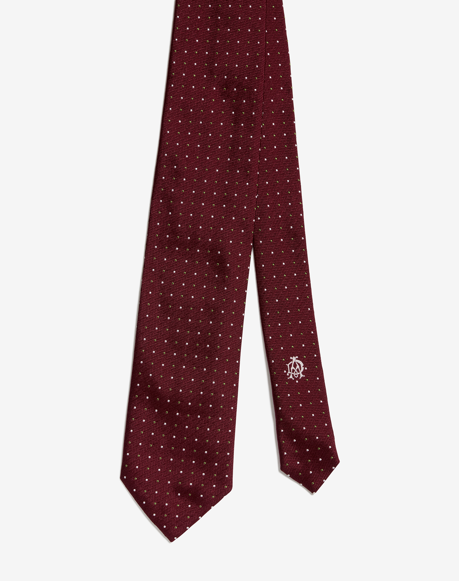 Dunhill Silk Pin Dot Woven Tie 8cm In Burgundy