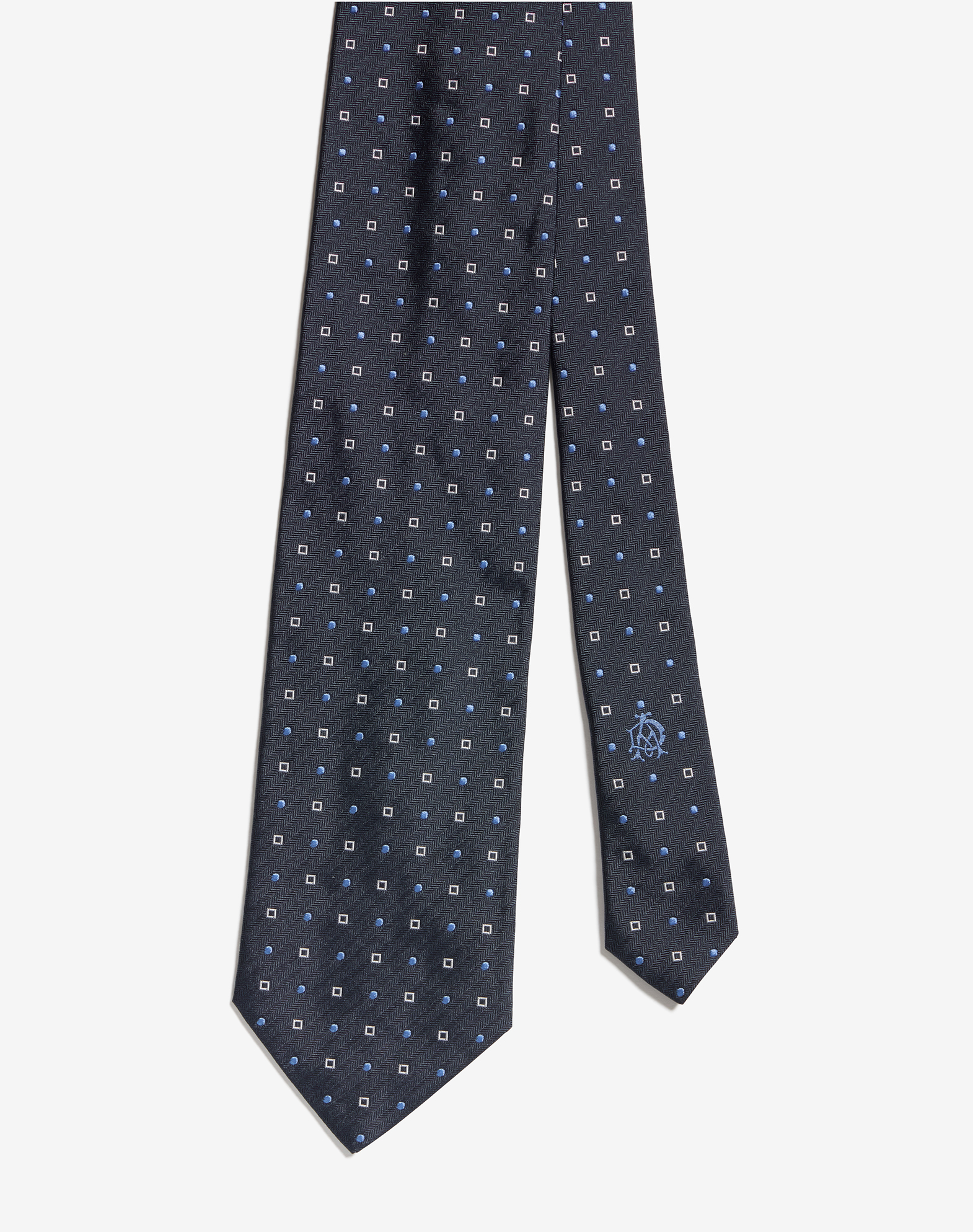 Dunhill Silk Square Dot Woven Tie 9cm In Blue