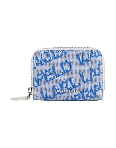 Shop Karl Lagerfeld Woman Wallet Blue Size - Cotton, Polyester, Cow Leather