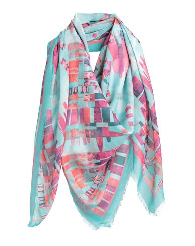 Dsquared2 Man Scarf Turquoise Size - Cotton, Silk In Blue
