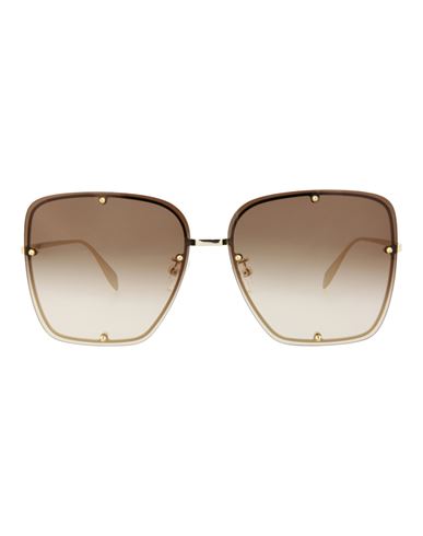 Shop Alexander Mcqueen Square-frame Metal Sunglasses Woman Sunglasses Gold Size 63 Metal