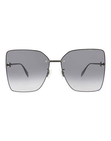 Shop Alexander Mcqueen Square-frame Metal Sunglasses Woman Sunglasses Grey Size 63 Metal