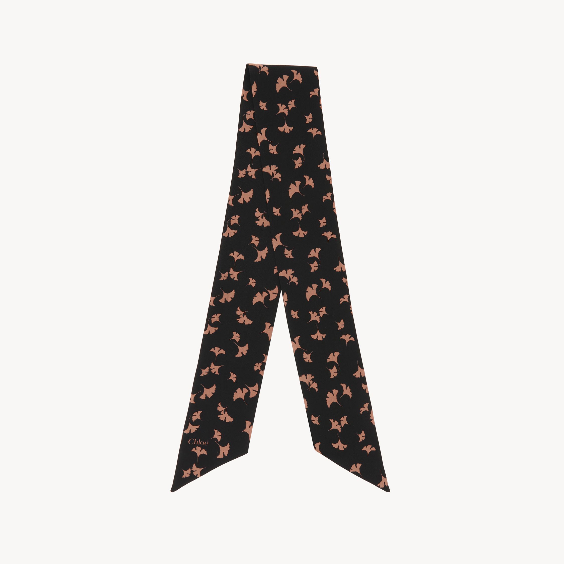 CHLOÉ FOULARD BANDEAU GINKGO EN SOIE FEMME NOIR TAILLE ONESIZE 100% SOIE 