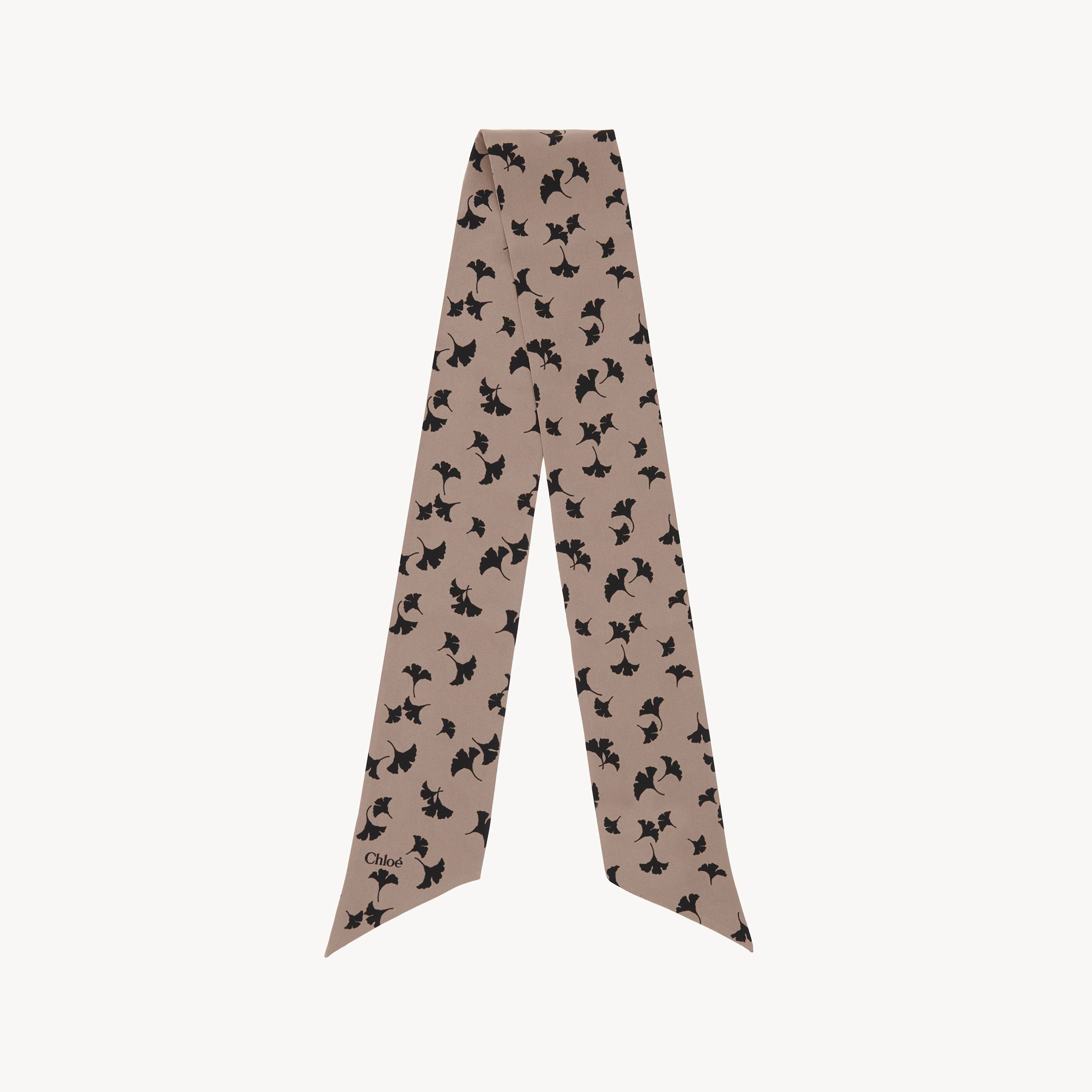 Shop Chloé Foulard Bandeau Ginkgo En Soie Femme Beige Taille Onesize 100% Soie