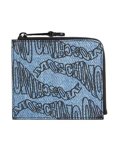 Moschino Man Coin Purse Azure Size - Textile Fibers In Blue