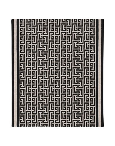 Balmain Wool Monogram Scarf In Black