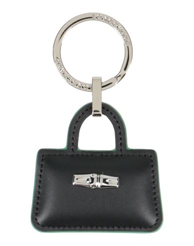 Longchamp Woman Key Ring Black Size - Leather In Metallic
