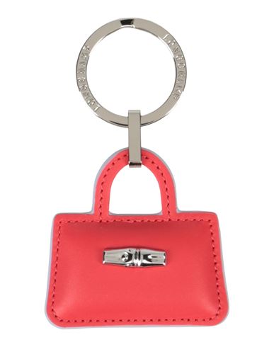 Longchamp Woman Key Ring Red Size - Leather In Metallic