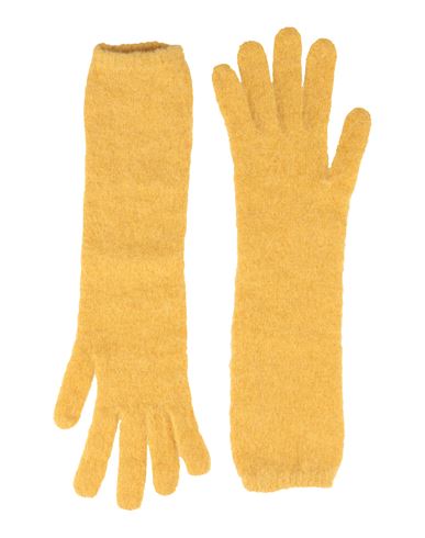 Kangra Woman Gloves Yellow Size Onesize Alpaca Wool, Polyamide, Wool