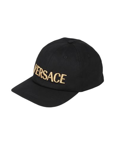 Versace Cotton Baseball Cap With Gold Embroidery In Black