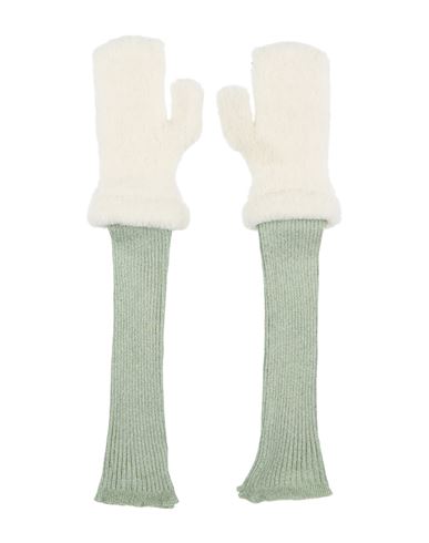 Cormio Woman Gloves Light Green Size Onesize Wool, Viscose, Polyamide, Metal, Elastane In White