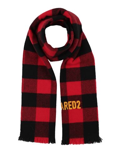 Dsquared2 Man Scarf Red Size - Wool In Multi