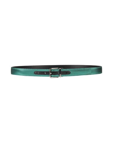 Dolce & Gabbana Man Belt Emerald Green Size 39.5 Polyester, Lurex, Calfskin