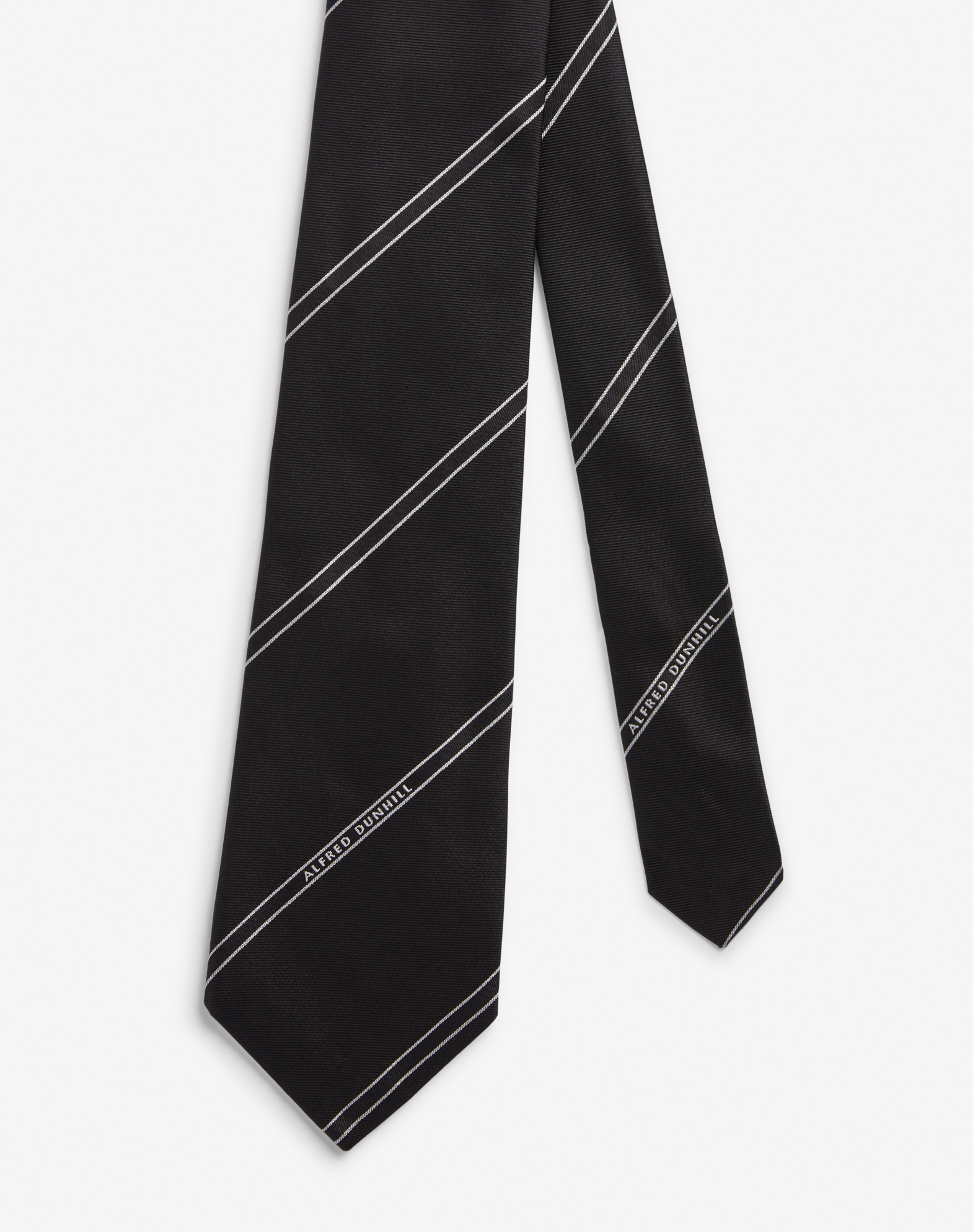 Shop Dunhill Selvedge Silk Woven Tie In Black