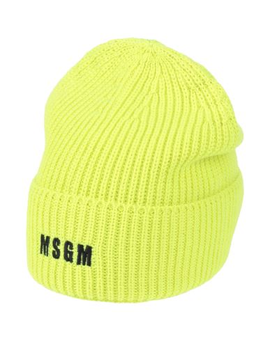 Msgm Man Hat Yellow Size Onesize Merino Wool, Acrylic In Yellow