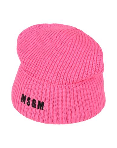 Msgm Woman Hat Fuchsia Size Onesize Merino Wool, Acrylic In Pink