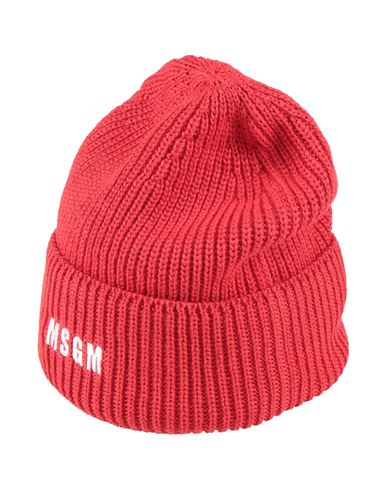 Shop Msgm Woman Hat Red Size Onesize Merino Wool, Acrylic