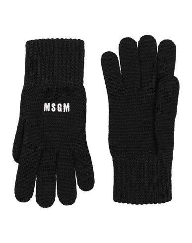 Shop Msgm Woman Gloves Black Size Onesize Merino Wool, Acrylic