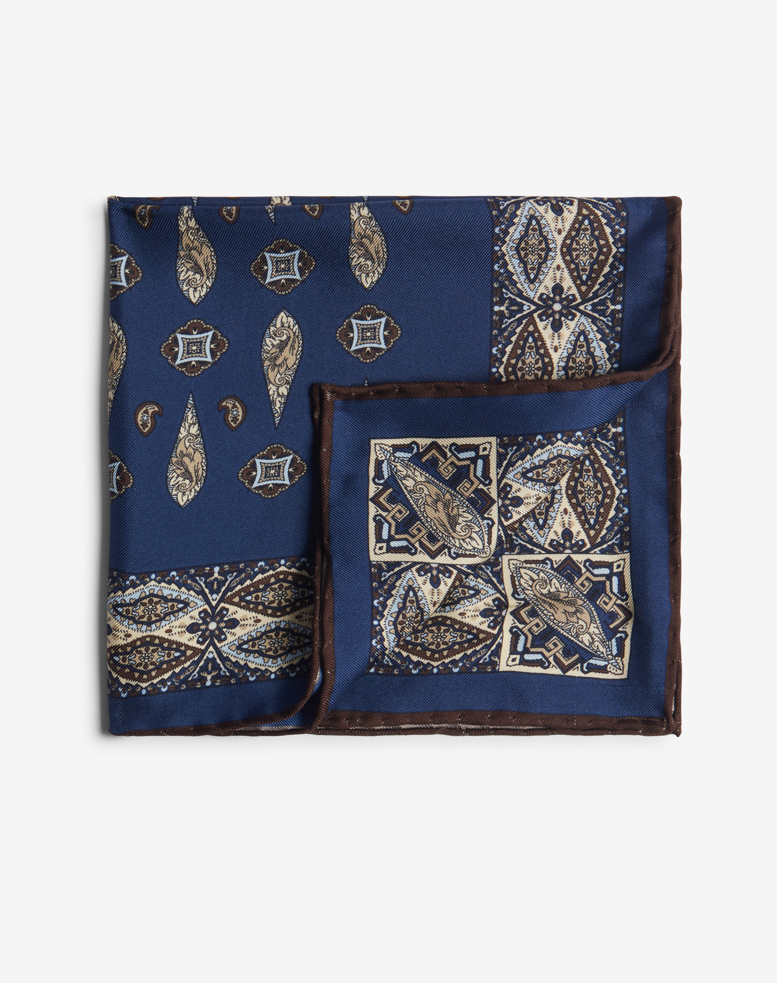 Shop Dunhill Silk Teardrop Paisley Printed Pocket Square In Blue