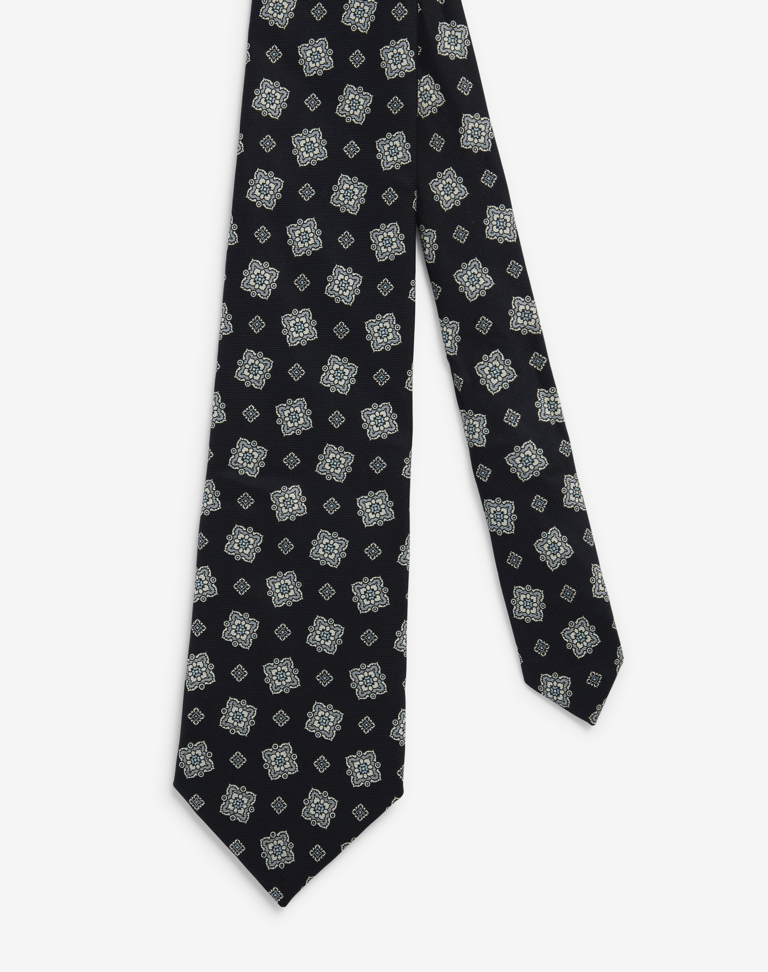 Shop Dunhill Silk Scattered Medallion Printed Tie In Black