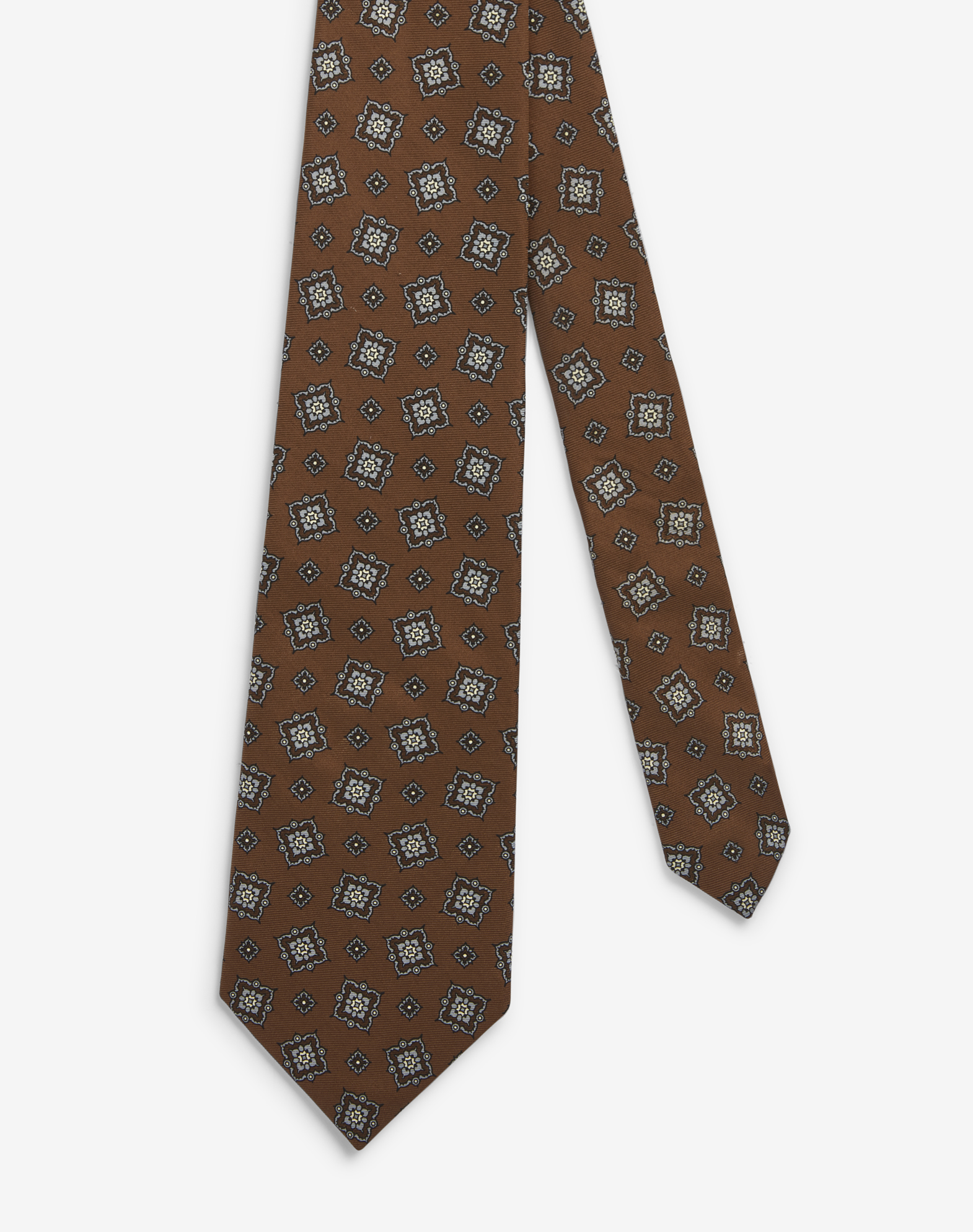 Shop Dunhill Silk Scattered Medallion Printed Tie In Brown