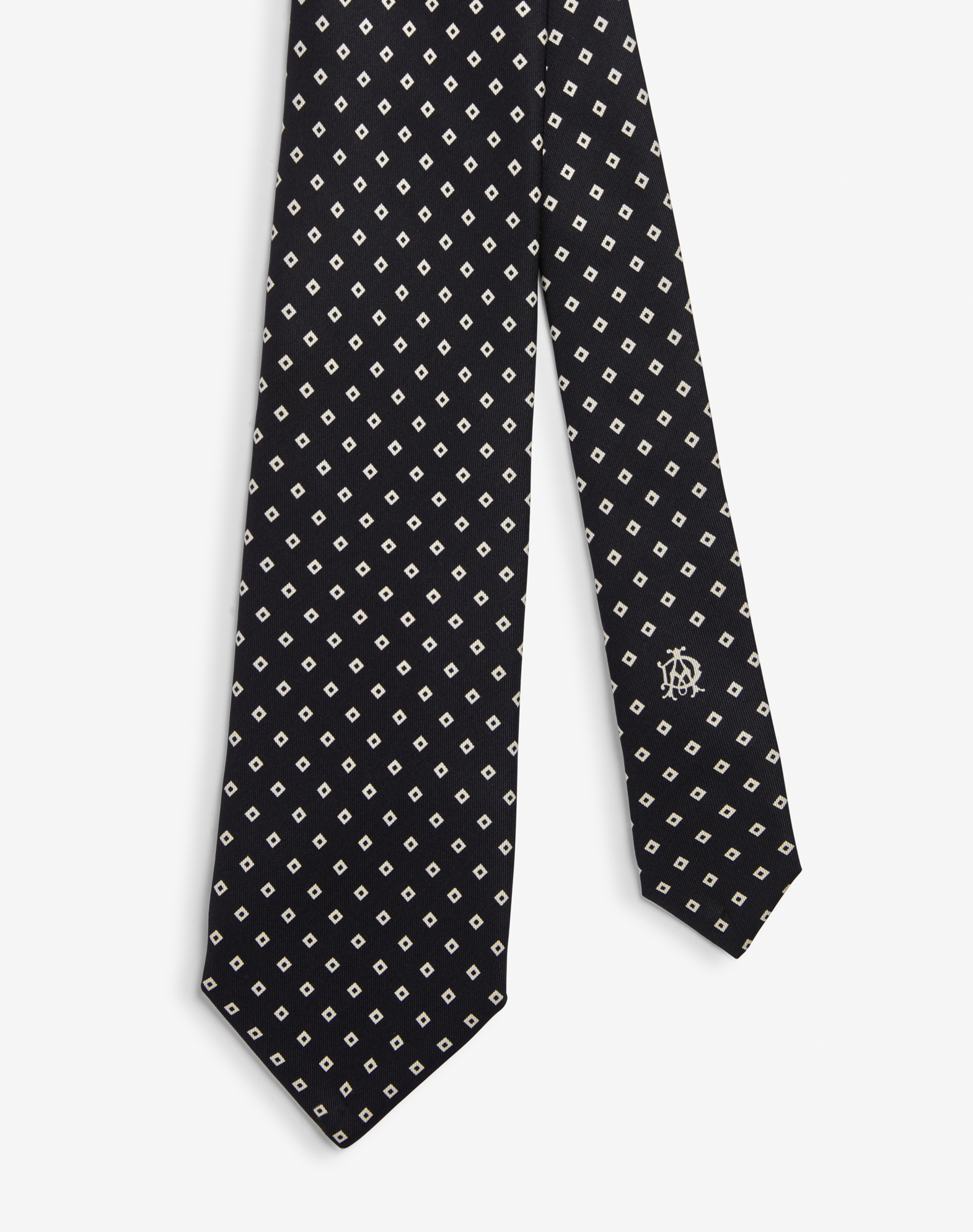 Shop Dunhill Silk Square Motif Printed Tie In Black