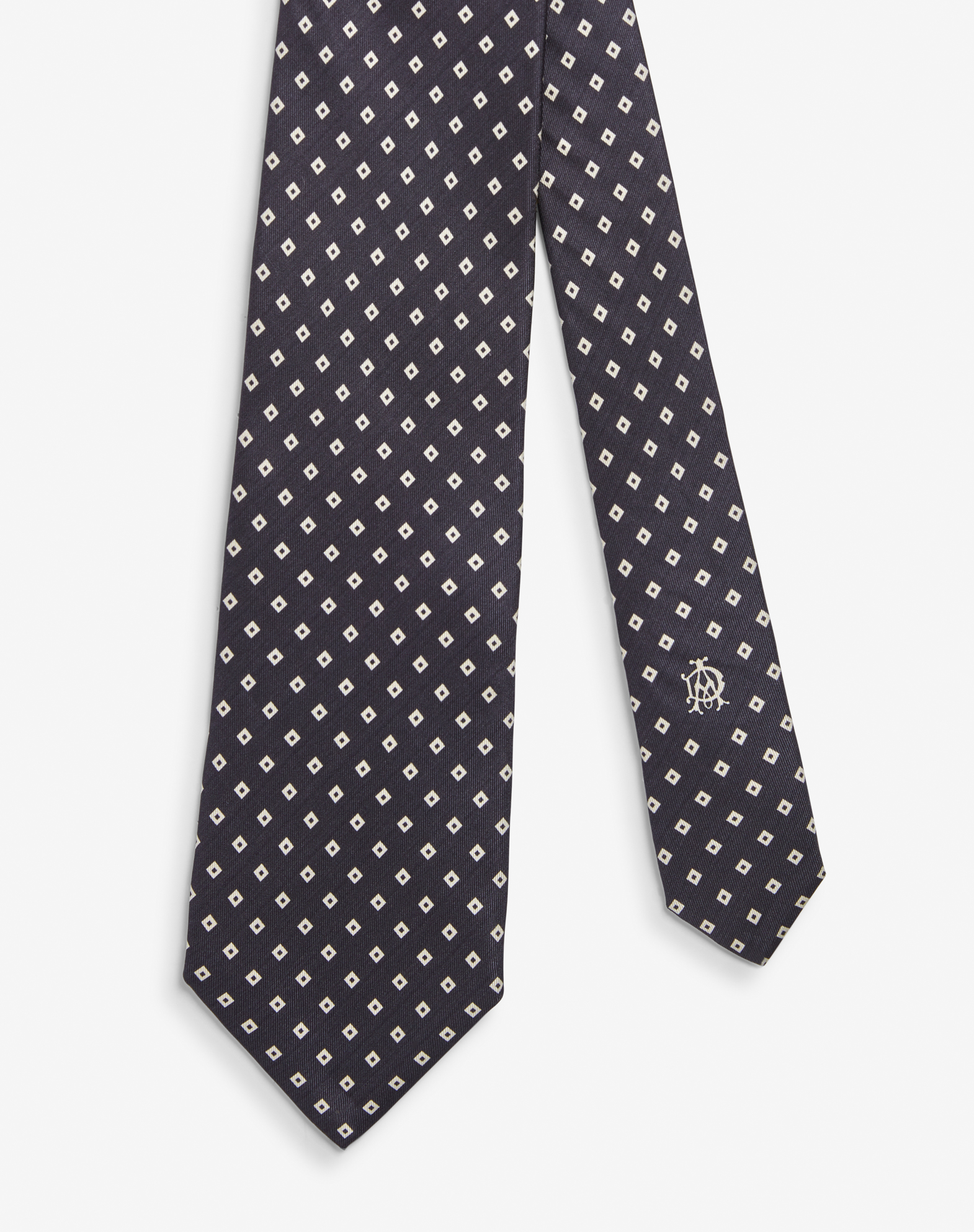 Shop Dunhill Silk Square Motif Printed Tie In Grey