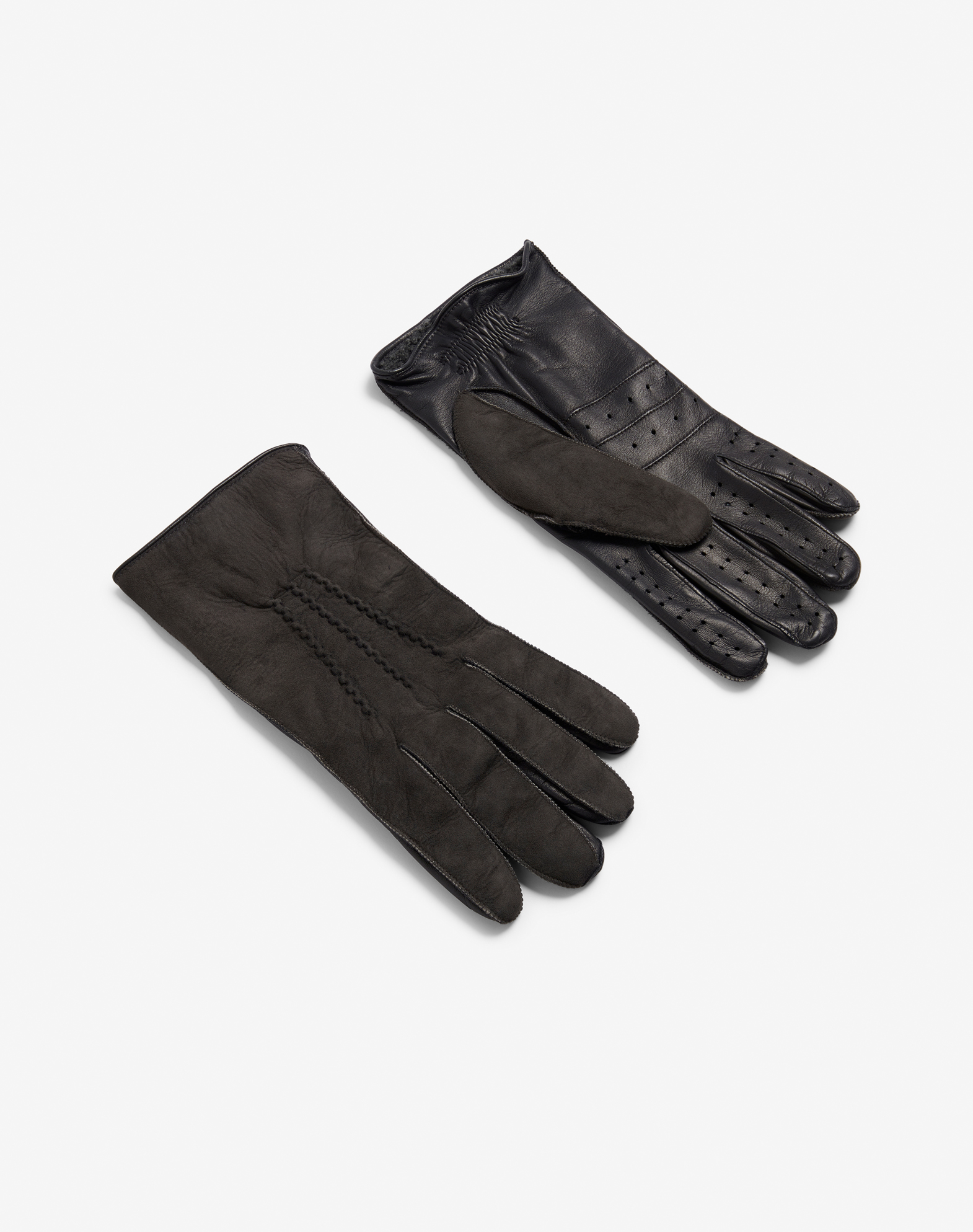 Shop Dunhill Sheepskin Gloves In Grey