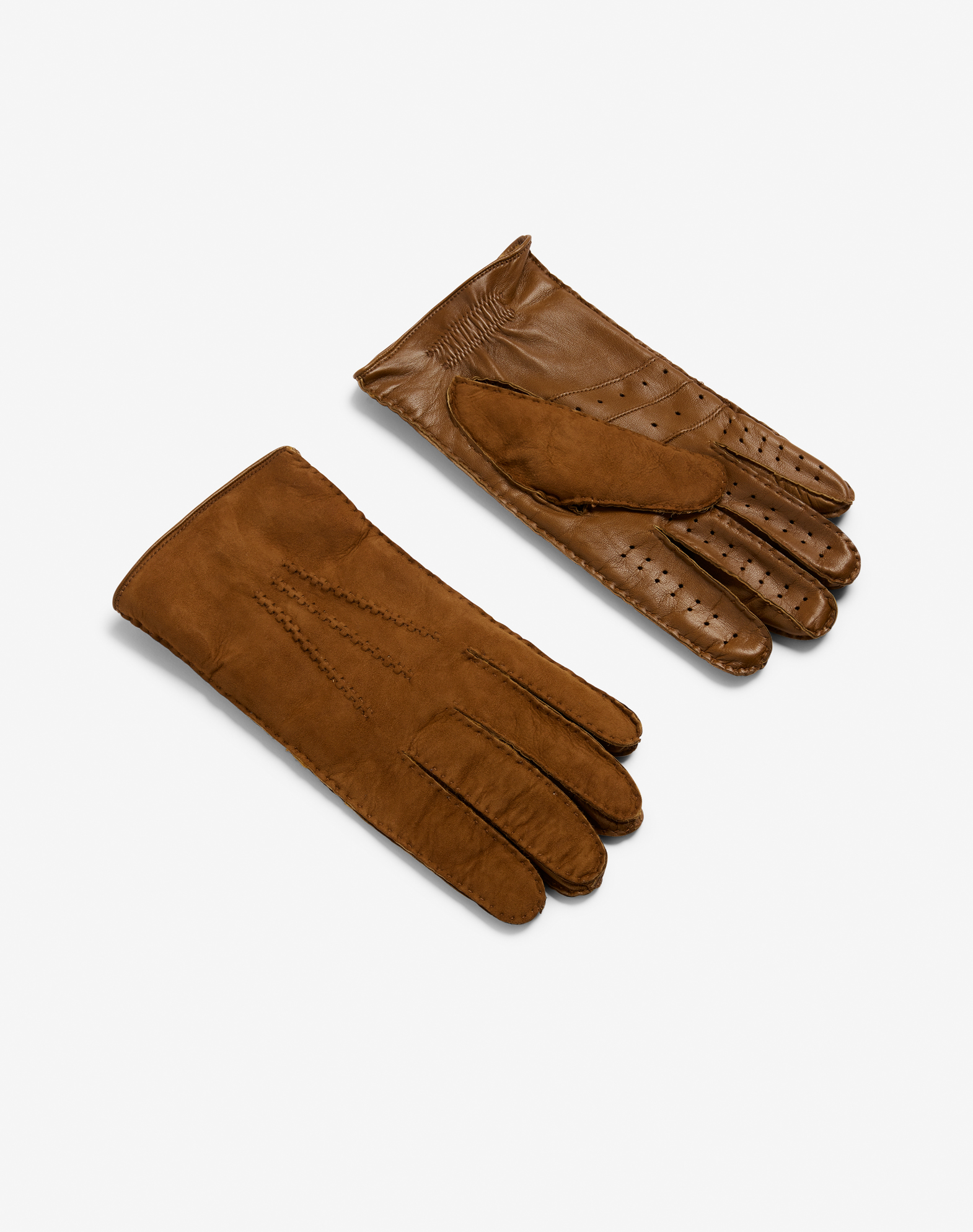 Shop Dunhill Sheepskin Gloves In Brown