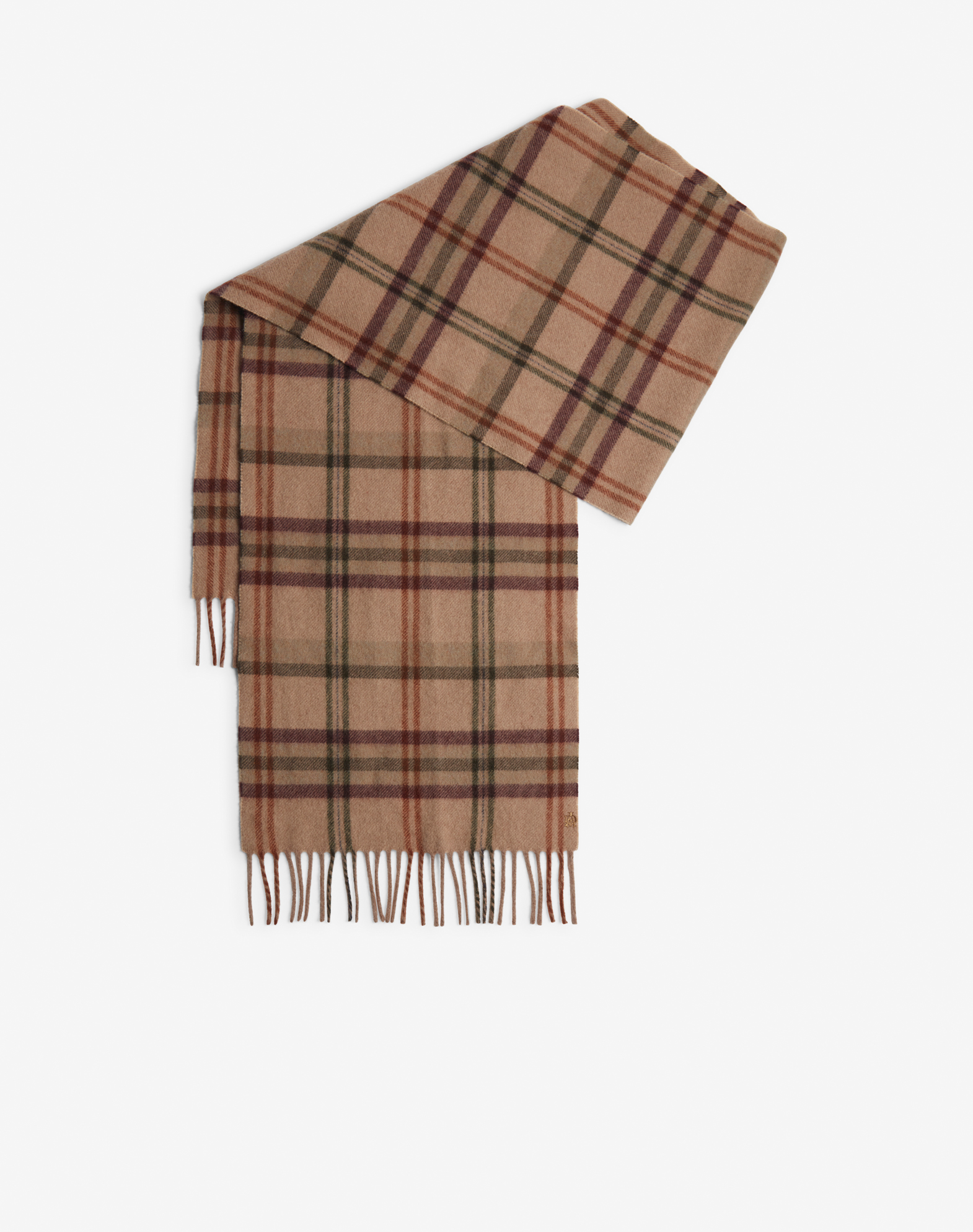 Shop Dunhill Cashmere Check Scarf In Beige