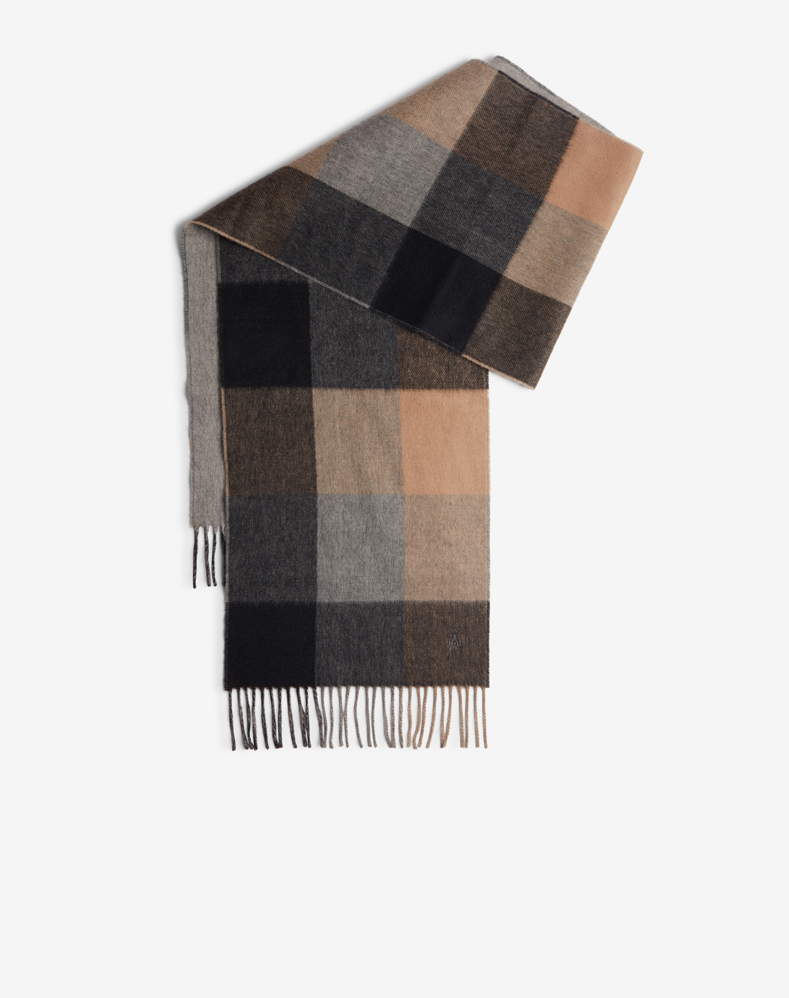 Shop Dunhill Melange Cashmere Double Face Check Scarf In Grey