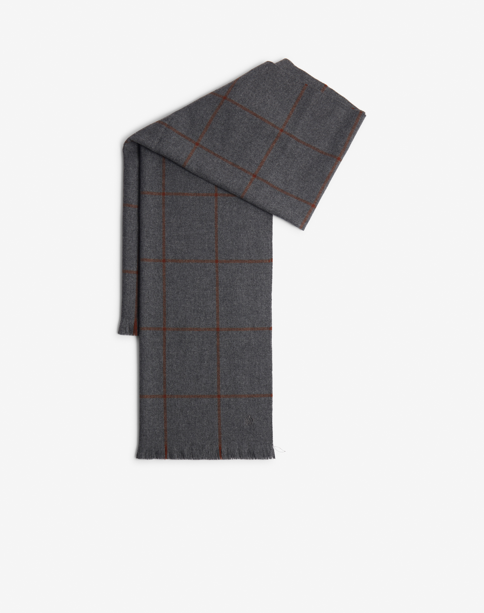 Shop Dunhill Escorial Wool Windowpane Check Scarf In Grey