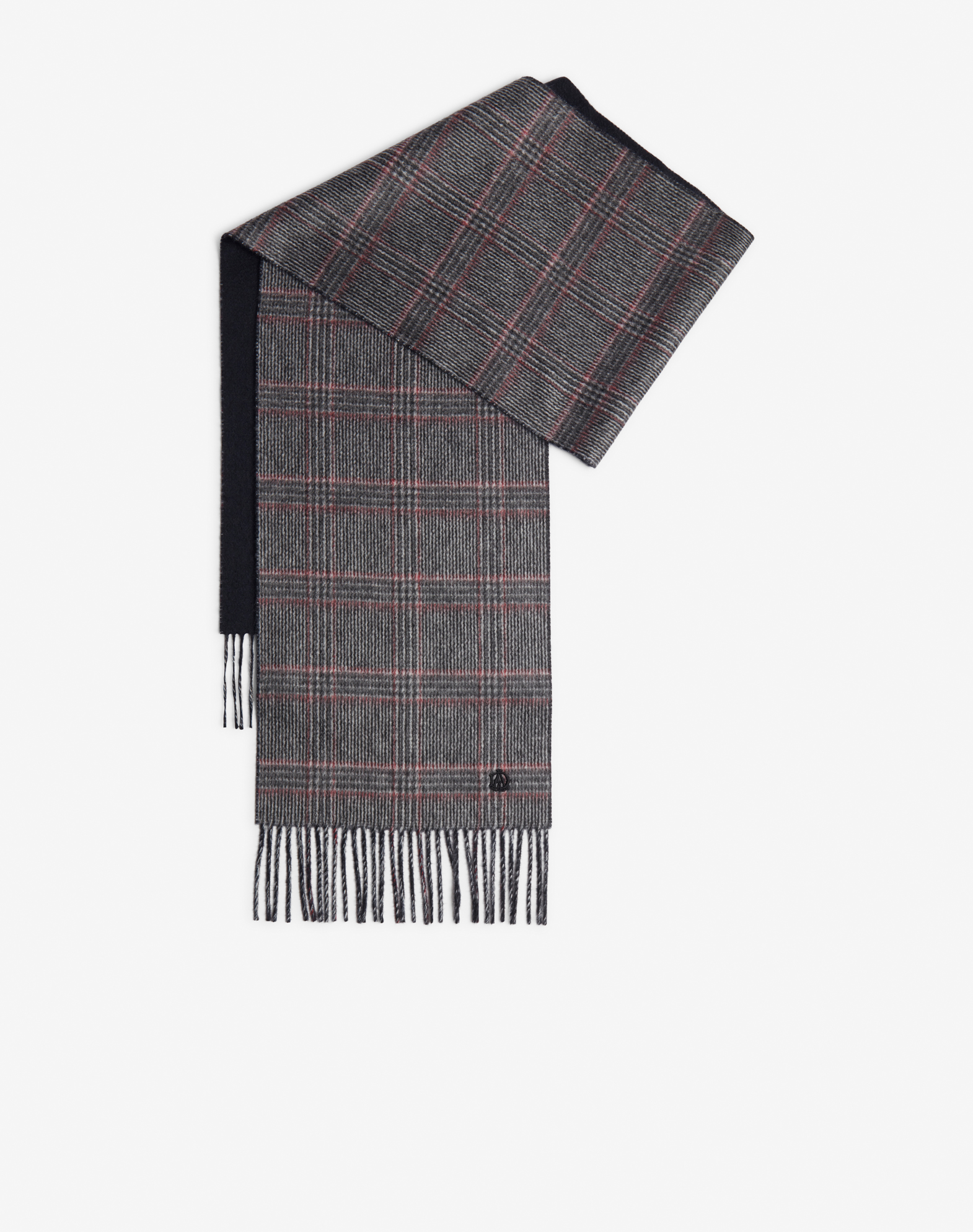 Shop Dunhill Wool Cashmere Double Face Prince Of Wales Check Scarf In Black