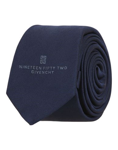 Givenchy Logo Embroidered Silk Tie Man Ties & Bow Ties Blue Size - Silk