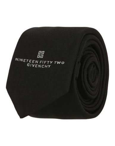 Givenchy Logo Embroidered Silk Tie Man Ties & Bow Ties Black Size - Silk