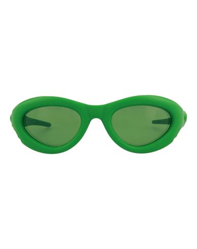 Shop Bottega Veneta Round/oval-frame Injection Sunglasses Sunglasses Green Size 51 Plastic Material