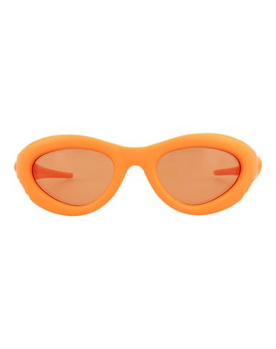 Shop Bottega Veneta Round/oval-frame Injection Sunglasses Sunglasses Orange Size 51 Plastic Material