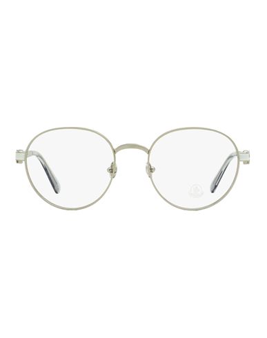 Shop Moncler Round Ml5179 Eyeglasses Eyeglass Frame Silver Size 51 Metal, Acetate
