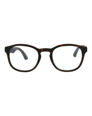Puma Round-frame Acetate Optical Frames Eyeglass Frame Brown Size 49 Acetate, Tanned Leather, Plasti In Black
