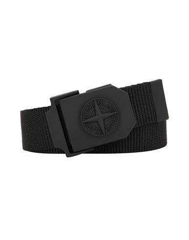 Stone Island Logo-buckle Tape Belt In Noir
