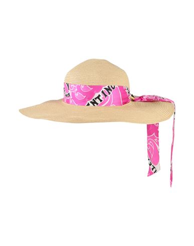 Valentino Garavani Woman Hat Sand Size M Paper, Silk, Polyester, Viscose, Cotton In Neutral