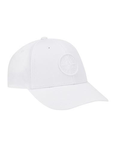 Shop Stone Island Chapeau Blanc Coton