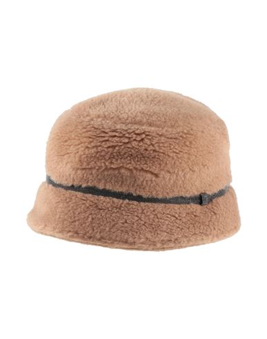 Brunello Cucinelli Woman Hat Camel Size S Virgin Wool, Polyamide, Cashmere In Beige