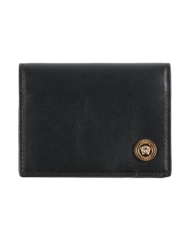 Versace Man Cardholder Black Size - Leather In Black