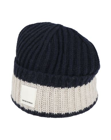 Emporio Armani Man Hat Midnight Blue Size S/m Wool, Polyamide In Blue