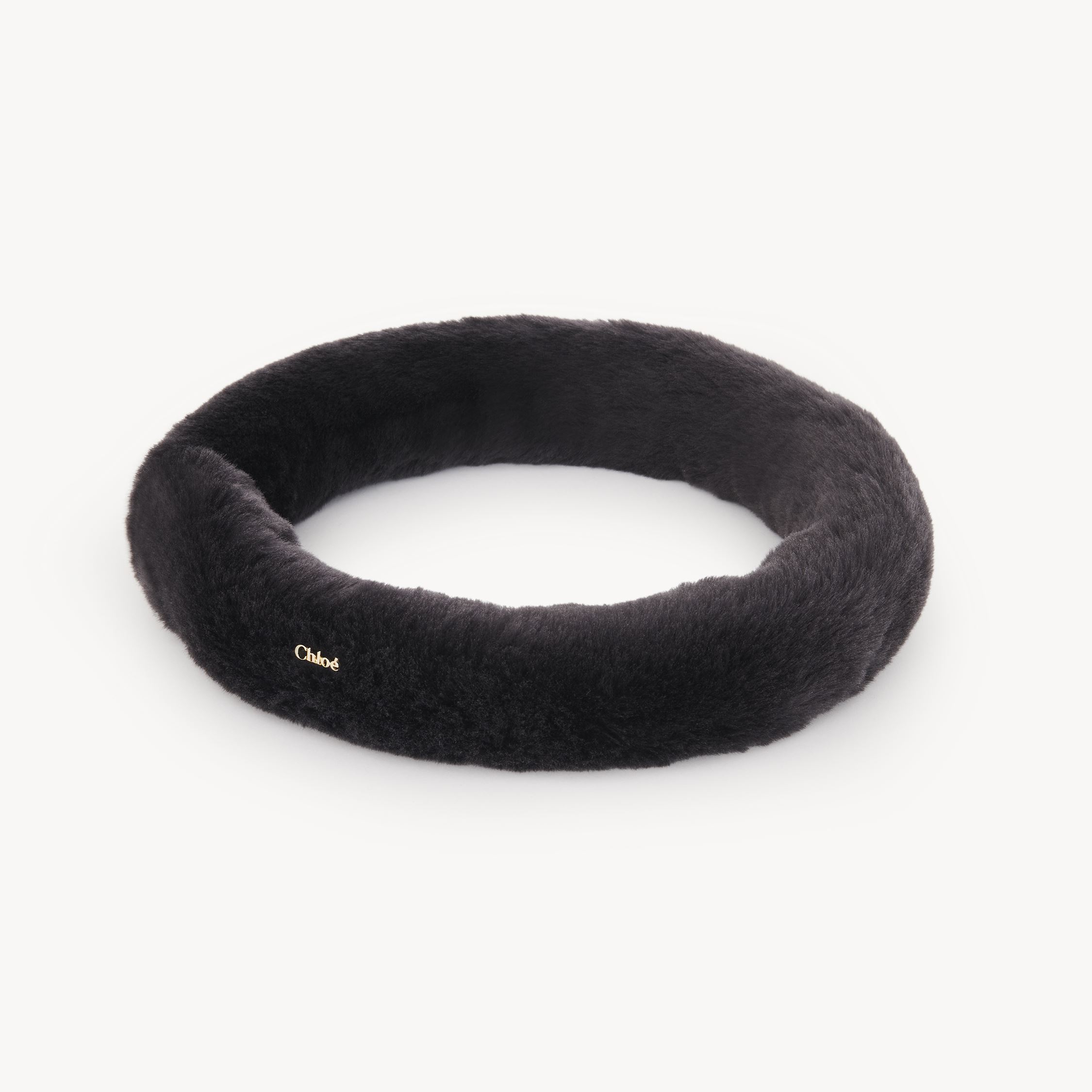 CHLOÉ SHEARLING HEADBAND GREY SIZE ONESIZE 100% LAMBSKIN, BRASS 