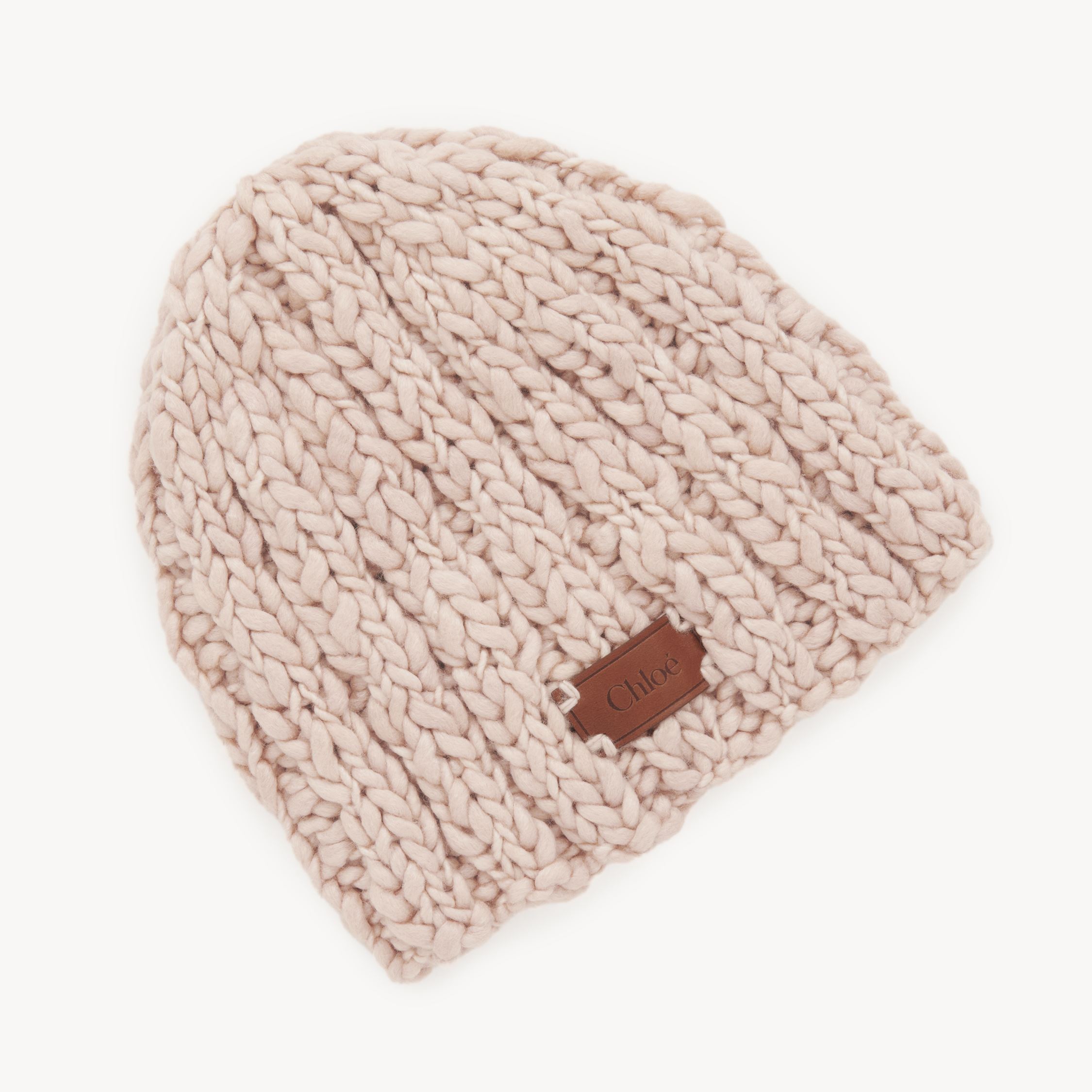 Chloé Beanie In Extrafine Wool & Silk Pink Size Onesize 70% Merinos Wool, 30% Cashmere In Pink